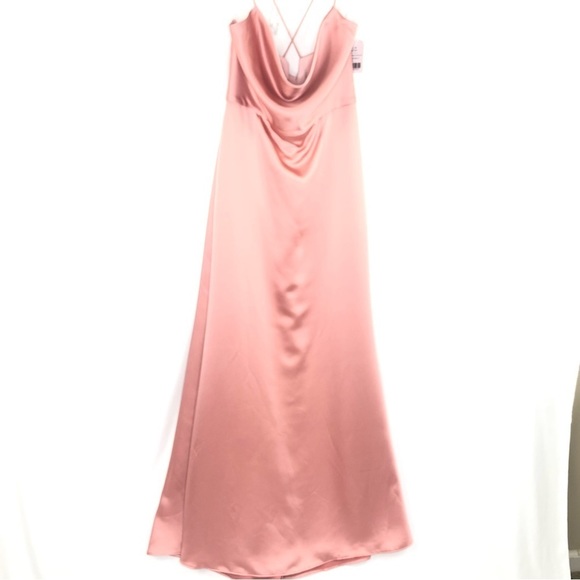 New Dessy Collection Cowl Neck Charmeuse Gown - Picture 3 of 10